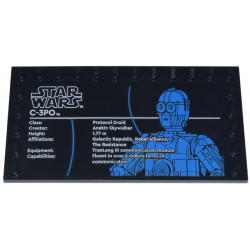 Tile, Modified 6 x 12 with Studs on Edges with Star Wars Logo and 'C-3PO' Pattern: {черен}