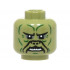 Minifigure, Head Alien with SW Klatooinian Dark Green Facial Lines, Black Nose Contours, Dark Bluish Gray Eye Shadow, Sharp Teeth Pattern: {маслинено зелен}