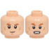 Minifigure, Head Dual Sided Dark Orange Eyebrows, Medium Nougat Cheek Lines, Chin Dimple, Scars, Grin / Scared Open Mouth with Teeth Pattern: {светло нуга}