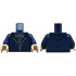 Torso Hoodie with Silver Zipper over Plaid Shirt and Dark Bluish Gray Undershirt Pattern / Dark Blue Arms / Light Nougat Hands: {земно син}