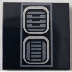 Tile 2 x 2 with Dark Silver SW R2-D2 Astromech Droid Vents with Rectangle Border Pattern: {черен}