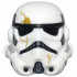 Minifigure, Headgear Helmet SW Stormtrooper with Molded Black Forehead, Eyes, Nose, Chin, and Panels on Back and Printed Dark Bluish Gray Marks and Gold Cracks Pattern (Night Trooper): {бял}