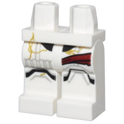 Hips and Legs with SW Stormtrooper Black and Light Bluish Gray Markings, Dark Red Strap, and Gold Cracks Pattern: {бял}