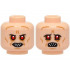 Minifigure, Head Dual Sided Alien with Red Eyes, Bared Pointed Teeth, Medium Nougat Wrinkles, Neutral / Frown with Wide Open Mouth Pattern: {светло нуга}