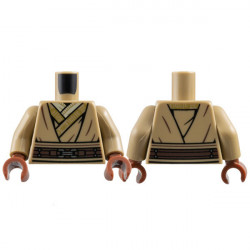 Torso SW Jedi Robe with Gold Ornaments, Dark Brown Belt with Silver Buckle, Tan Undershirt Pattern / Dark Tan Arms / Reddish Brown Hands: {пясъчно жълт}