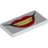 Tile 2 x 4 with Open Mouth Smile with Red Lips and Bright Light Yellow Teeth Pattern: {бял}