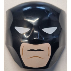 Large Figure Face with Brow and Nose Detail, 2 x 2 Round Brick Attachment with White Eyes and Light Nougat Lower Face with Cheek Lines and 1 Chin Line Pattern (Batman): {черен}