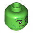 Minifigure, Head Dual Sided Black Bushy Eyebrows, Dark Green Chin Dimple, Green Cheek Lines, Stubble and Wrinkles, Lopsided Grin / Angry Bared Teeth Pattern: {ярко зелен}