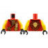 Torso Tunic with Dark Red Hems, Gold Trim, Dark Tan Shirt, Ninjago Logogram 'MOF', Letter K on Back Pattern / Yellow Arms / Black Hands: {ярко червен}