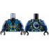 Torso Tunic and Armor, Metallic Light Blue and Dark Azure Blades with Wolves, Bright Light Yellow Electricity Pattern / Dark Blue Arms / Black Hands: {черен}