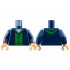 Torso Jacket with Black Pockets over Green Hoodie, White Shirt Pattern / Dark Blue Arms / Medium Tan Hands: {земно син}