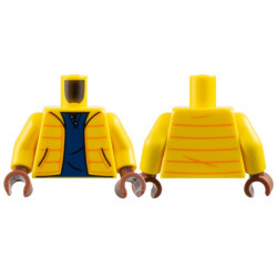 Torso Jacket with Orange Stripes, Dark Blue Shirt Pattern / Yellow Arms / Reddish Brown Hands: {ярко жълт}