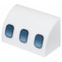 Slope, Curved 1 x 2 with Bottom Stud Holder with Dark Silver and Metallic Light Blue Airplane Windows Pattern: {бял}