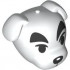 Minifigure, Head, Modified Dog (Terrier) with Thick Black Eyebrows, Eyes and Nose, and Dark Bluish Gray Mouth Pattern: {бял}