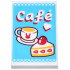 Tile 2 x 3 with Medium Azure Sign with Red, White and Yellow Coffee Cup, Cake, Heart and 'Café' (Cafe) Pattern: {бял}