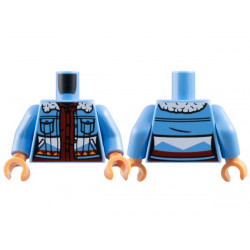 Torso Jacket with White Fur Collar, Black Pockets and Orange Traingles over Dark Red Shirt Pattern / Medium Blue Arms / Nougat Hands: {умерено син}