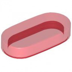 TILE 1X2, 1/2 CIRCLE: {прозрачно червен}