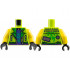 Torso Jacket Open with Silver Zippers, Dark Purple Shirt with Dark Turquoise Skull, Ninjago Logogram 'TOX' on Back Pattern / Yellow Arms / Black Hands: {ярко жълто-зелен}