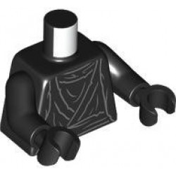 Torso LotR Ringwraith Tattered Robe, Shirt and Waist Sash with Dark Bluish Gray Contours and Wrinkles Pattern / Black Arms / Black Hands: {черен}