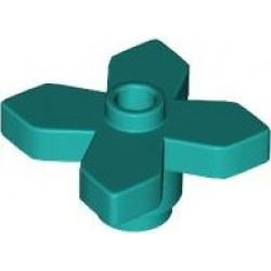 Plant Flower 2 x 2 Leaves - Angular: {ярко синьо-зелен}