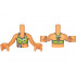 Torso Mini Doll Girl Lime Green Bikini Top with Sand Blue Cat Head Silhouettes, Light Bluish Gray Cell Phone, and Dark Orange Scar on Stomach Pattern, Nougat Arms with Hands: {нуга}