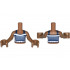 Torso Mini Doll Girl Dark Blue and White Striped Halter Top with Ruffles Pattern, Medium Brown Arms with Hands: {умерено кафяв}