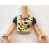 Torso Mini Doll Girl Bright Light Yellow Top with Coral and Lime Popsicle, Pineapple, Triangles and Shapes Pattern, Medium Tan Arms with Hands with Dark Blue Short Sleeves: {умерен тан}