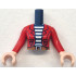 Torso Mini Doll Woman Red Jacket Open over White Striped Shirt, Dark Orange Belt with Buckle Pattern, Light Nougat Arms with Hands with Red Long Sleeves: {земно син}
