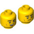 Minifigure, Head Dual Sided Black Eyebrows, Beauty Mark, Medium Nougat Cheek Lines, Open Mouth Smile with Top Teeth and Tongue / Grin Pattern: {ярко жълт}