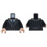 Torso Suit Jacket Open with Dark Bluish Gray Pinstripes over Vest with Buttons and White Shirt, Dark Blue Tie Pattern / Black Arms / Light Nougat Hands: {черен}