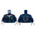 Torso Jacket, Coral Collar, Medium Azure Trim Lines, Silver Zippers, White Hourglass and Shirt, Animal Head on Back Pattern / Dark Blue Arms / White Hands: {земно син}