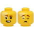 Minifigure, Head Dual Sided Reddish Brown Eyebrows, Bright Light Yellow Splotch, Open Mouth Smile with Teeth / Sleeping Pattern (BAM): {ярко жълт}