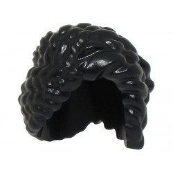 Minifigure, Hair Female Coiled and Braided, Swept over Left Side: {черен}