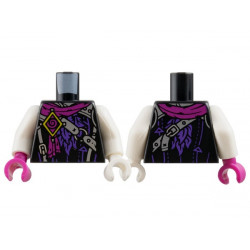 Torso Magenta Scarf and Spiral, Yellow Diamond, Silver Straps and Buckles, Dark Purple Ruffles Pattern / White Arms / White Hand Left / Magenta Hand Right: {черен}