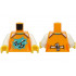 Torso Female Shirt with Medium Azure Heart and Winking Bunny Face with Orange Nose, White Bow on Back Pattern (BAM) / White Arms / Yellow Hands: {огнено жълто-оранжев}