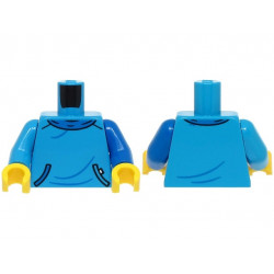 Torso Sweatshirt with Pocket, Blue Collar and Wrinkles Pattern (BAM) / Blue Arm Left / Dark Azure Arm Right / Yellow Hands: {тъмно небесносин}