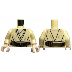 Torso SW Jedi Robe with Dark Tan Wrinkles, Dark Brown Belt with Pouches and Silver Buckle, Light Nougat Neck Pattern / Tan Arms / Light Nougat Hands: {тухлено жълт}