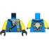 Torso Tunic with Dark Blue Hems, Gold Trim, Metallic Light Blue Shirt, Ninjago Logogram 'MOW', Letter N on Back Pattern / Yellow Arms / Black Hands: {тъмно небесносин}