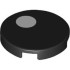 Tile, Round 2 x 2 with Bottom Stud Holder with Small White Circle / Eye Pupil Offset Pattern: {черен}