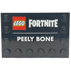 Tile, Modified 4 x 6 with Studs on Edges with LEGO Fortnite Logo and 'PEELY BONE' Pattern: {черен}
