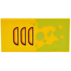 Tile 2 x 4 with Lime Paint Splotches and Air Vent with Orange Highlights and Black Outlines Pattern: {огнено жълто-оранжев}