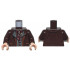 Torso Jacket with Reddish Brown Lapels and Pockets over Dark Bluish Gray Vest with Dark Red Buttons and Striped Scarf Pattern / Dark Brown Arms / Light Nougat Hands: {тъмно кафяв}