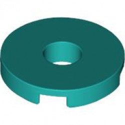 Tile, Round 2 x 2 with Hole: {ярко синьо-зелен}