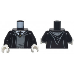 Torso Robe with Hood, Dark Bluish Gray Sweater, White Shirt and Hogwarts Crest Tie Pattern / Black Arms / White Hands: {черен}