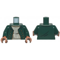 Torso Jacket Open with Gold Buttons over Tan Ribbed Sweater Pattern / Dark Green Arms / Sienna Hands: {земно зелен}