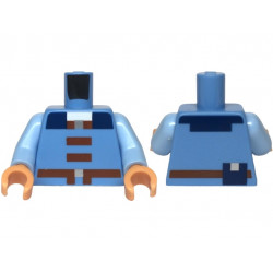 Torso Pixelated Vest with Reddish Brown Buttons, Belts with Silver Buckles, Dark Blue Collar and Pouch Pattern / Bright Light Blue Arms / Nougat Hands: {умерено син}