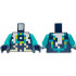 Torso Pixelated Dark Turquoise, Lime, Tan and White Armor Pattern / Dark Turquoise Arms / Dark Blue Hands: {земно син}