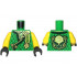Torso Tunic with Dark Green Hems, Gold Trim, Yellowish Green Shirt, Ninjago Logogram 'MOE', Letter L on Back Pattern / Yellow Arms / Black Hands: {ярко зелен}