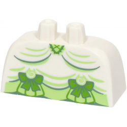 Lower Body, Skirt Wide with Side Hoops (Panniers) with Yellowish Green and Sand Green Dress Trim, Lime Laces and Bows Pattern (BAM): {бял}