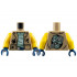Torso Vest with Black Pockets and Splotches over Sand Green T-Shirt, Snake and Wrench on Back Pattern / Yellow Arms / Dark Blue Hands: {пясъчно жълт}